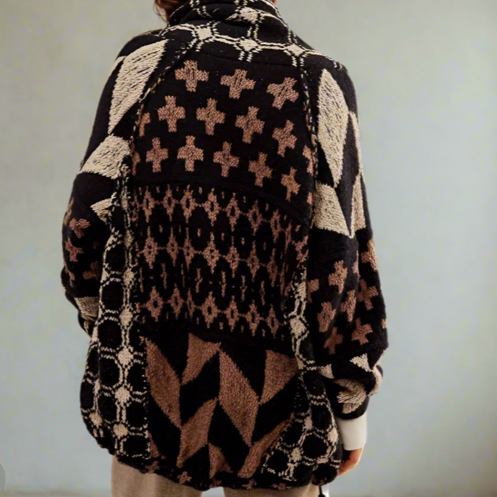 Free People Bright & Optimistic Cardi in Onyx Caribou Combo - Picture 2 of 6